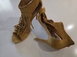 Boho Sandalen Heels Gr. 41 senfgelb