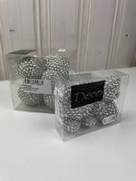 16x Silber Glitzer Weihnachtskugeln - Deko Kugeln NEU