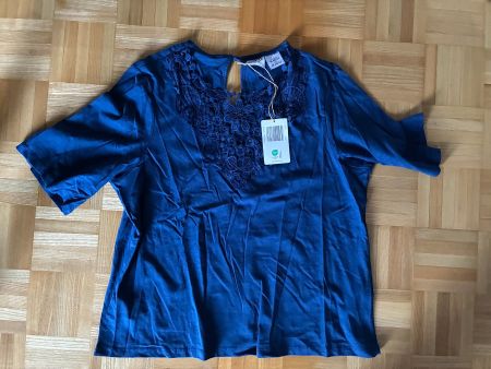 Damen T-Shirt blau mit Spitze Grösse M