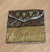 SCHNÄPPCHEN – Edles Seidenetui Gold/Braun–Luxus Mini Tasche