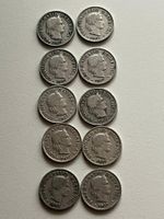 Lot mit 10 Stk. 5 Rp. 1907