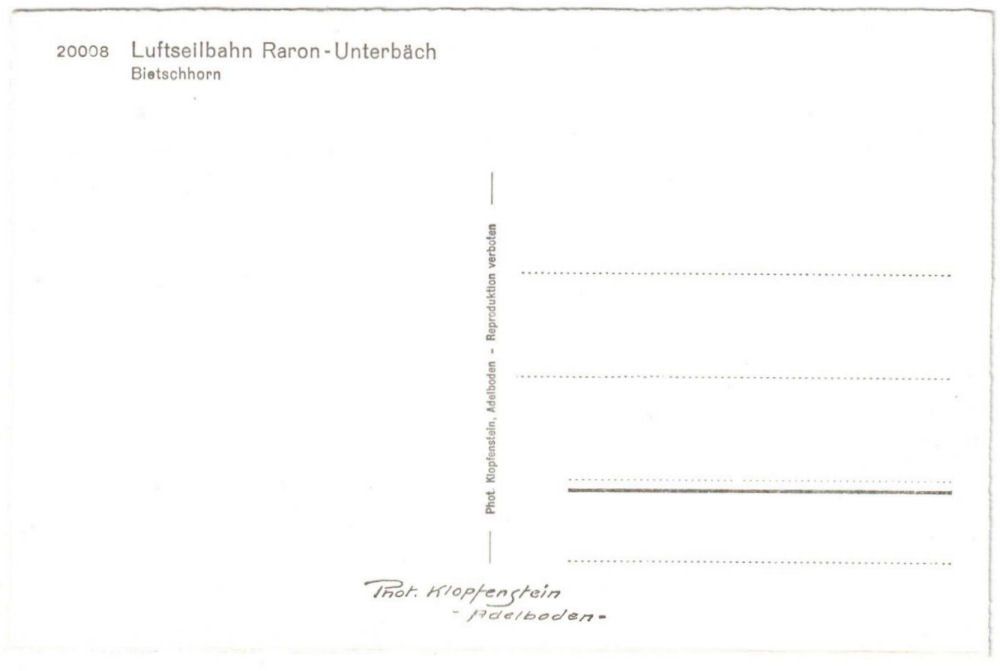 Cartoline postali: Unterbäch - Luftseilbahn Raron--Unterbäch – Usato da Binningen venduto da Mountainrider 1