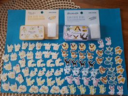 2 Pokemon stickers&can case set/Aufkleber New/Japan/Rare!
