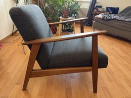 Fauteuil vintage gris, design scandinave