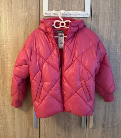 Benetton Winterjacke Mädchen, Gr. 152, pink