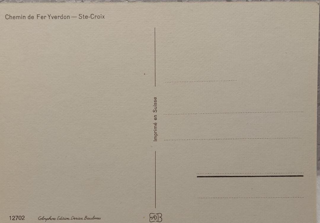 Cartoline postali: YVERDON  -  STE   CROIX  -  Chemin de Fer – Usato da Delémont venduto da Domdom1 1