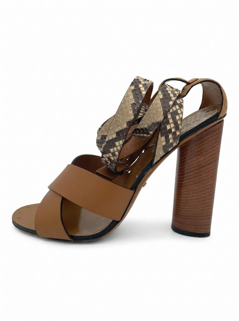 Gucci Damenschuhe: Gucci Candy Python  Sandale mit Absatz EU 38.5 Braun – Gebraucht aus Zürich von shoe_shop