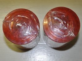 2 rote Kerzen Steinhart durchgefärbt Geschenk
