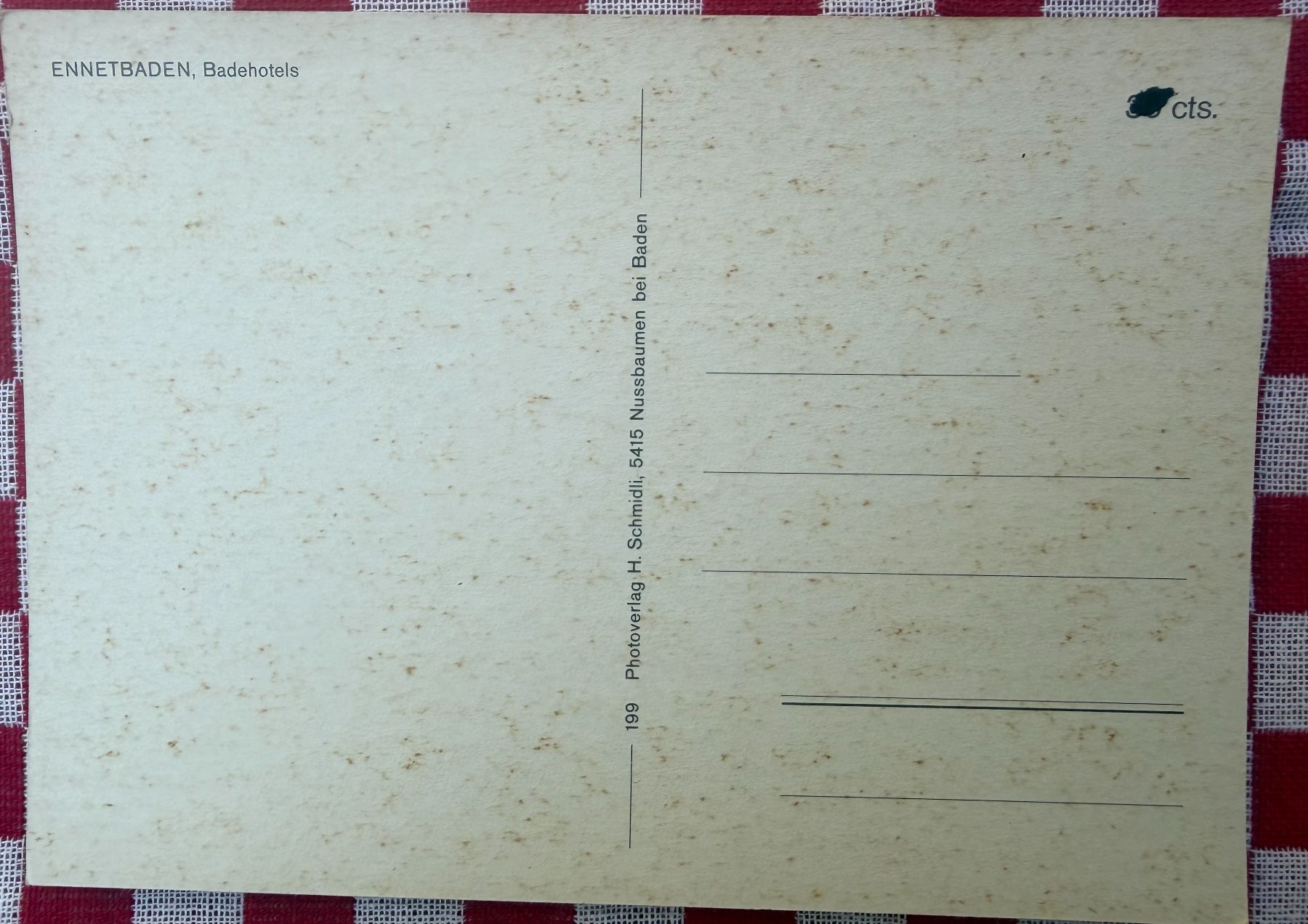 Cartoline postali: ENNETBADEN - Badehotels - Ansichtskarte – Usato da Tegerfelden venduto da siebenmacky 1