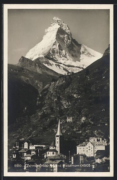 Cartoline postali: AK Zermatt, Teilansicht mit Matterhorn – Usato da Berlin venduto da bartko-reher