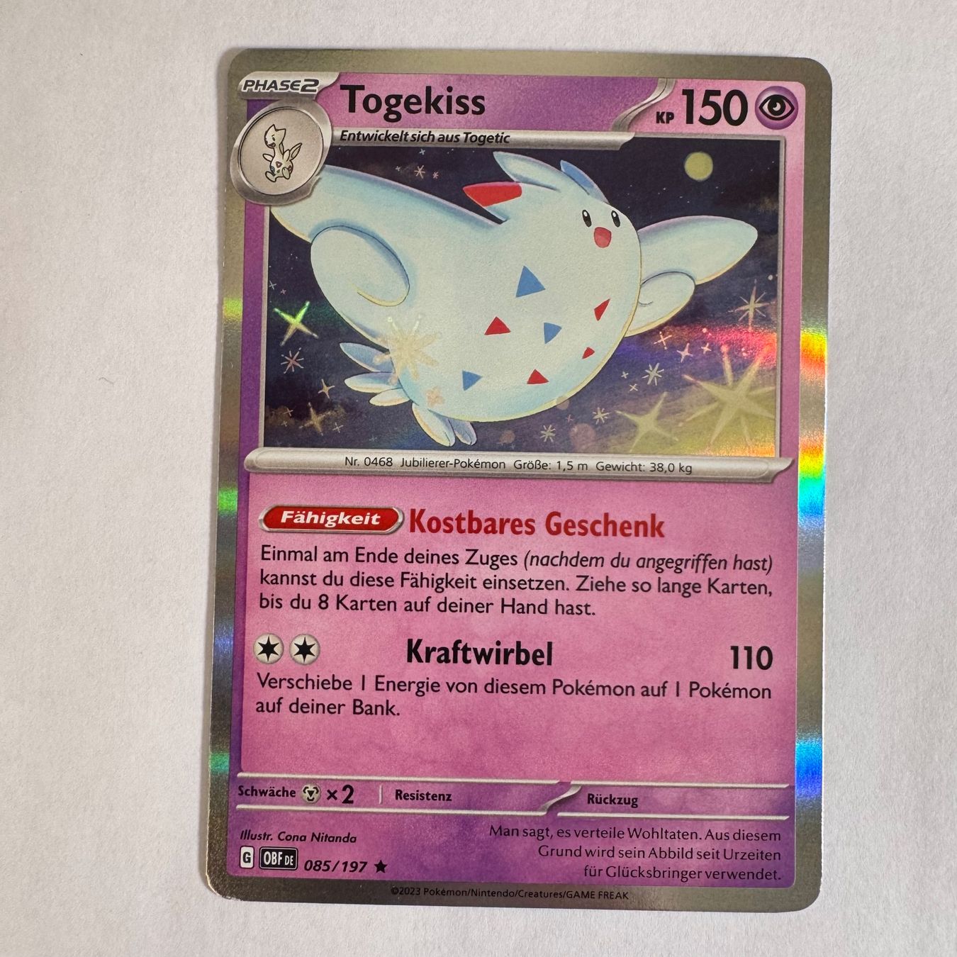 Pokémon Sammelbilder & Trading cards: Pokémon OBF - Togekiss  - 85 / 197 - DE – Neu (gemäss Beschreibung) aus Staad SG von miaCards
