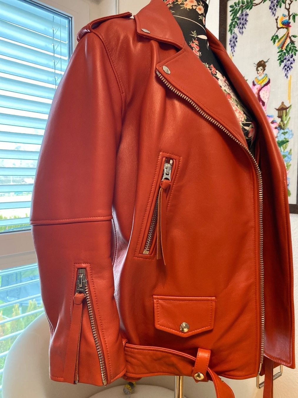 Acne Studios Giacche: Rote Lederjacke Acne Studios 36 Grosse – Usato da balsthal venduto da davidbalsthal23 1