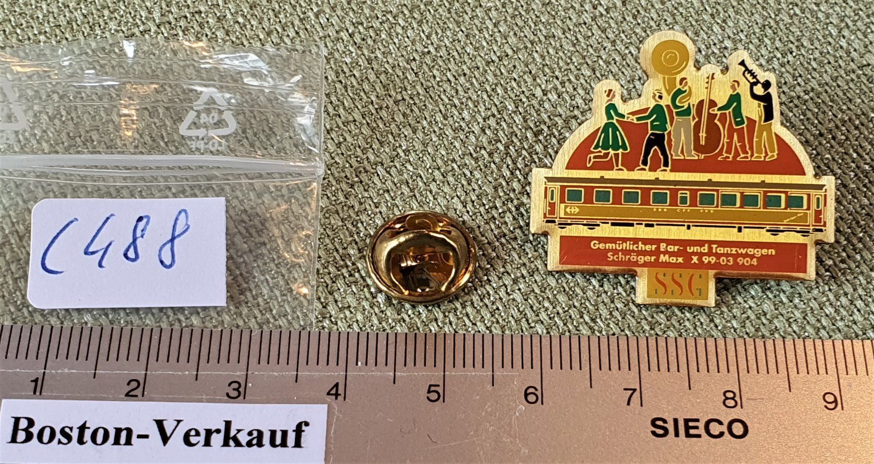 Plaketten & Abzeichen: C488 - Pin SSG Bar & Tanzwagen SBB CH – Gebraucht aus Reinach BL von Boston-Verkauf 2