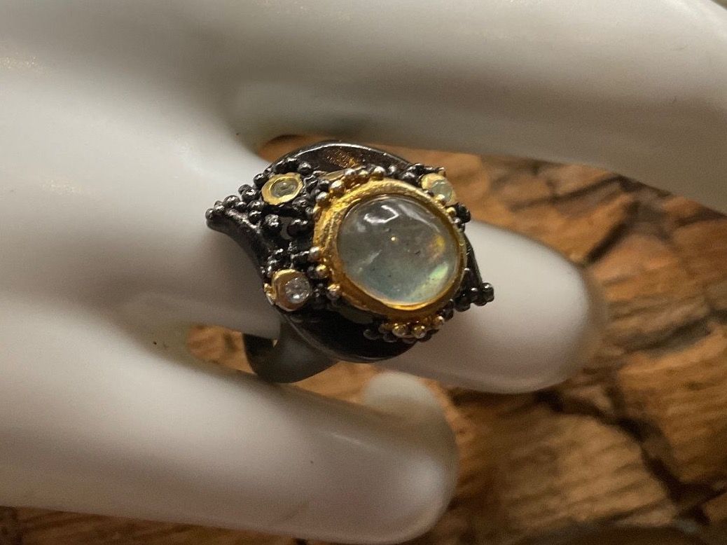 Anelli: Labradoritring in Sterlingsilber, Gr. 55 – Nuovo (secondo la descrizione) da Luzern venduto da S.Kern01