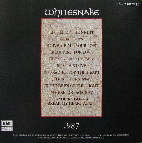 CDs: Whitesnake – 1987 - Vergriffen! – D'occasion à Brittnau par Zibu 4
