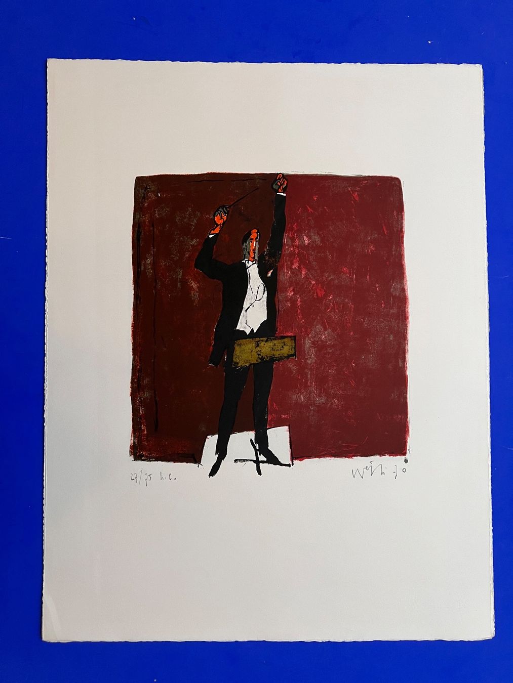 Grafica & Litografie: Hugo Wetli Original Lithographie "Dirigent" 1970 – Usato da Adliswil venduto da buch_und_kunst 1