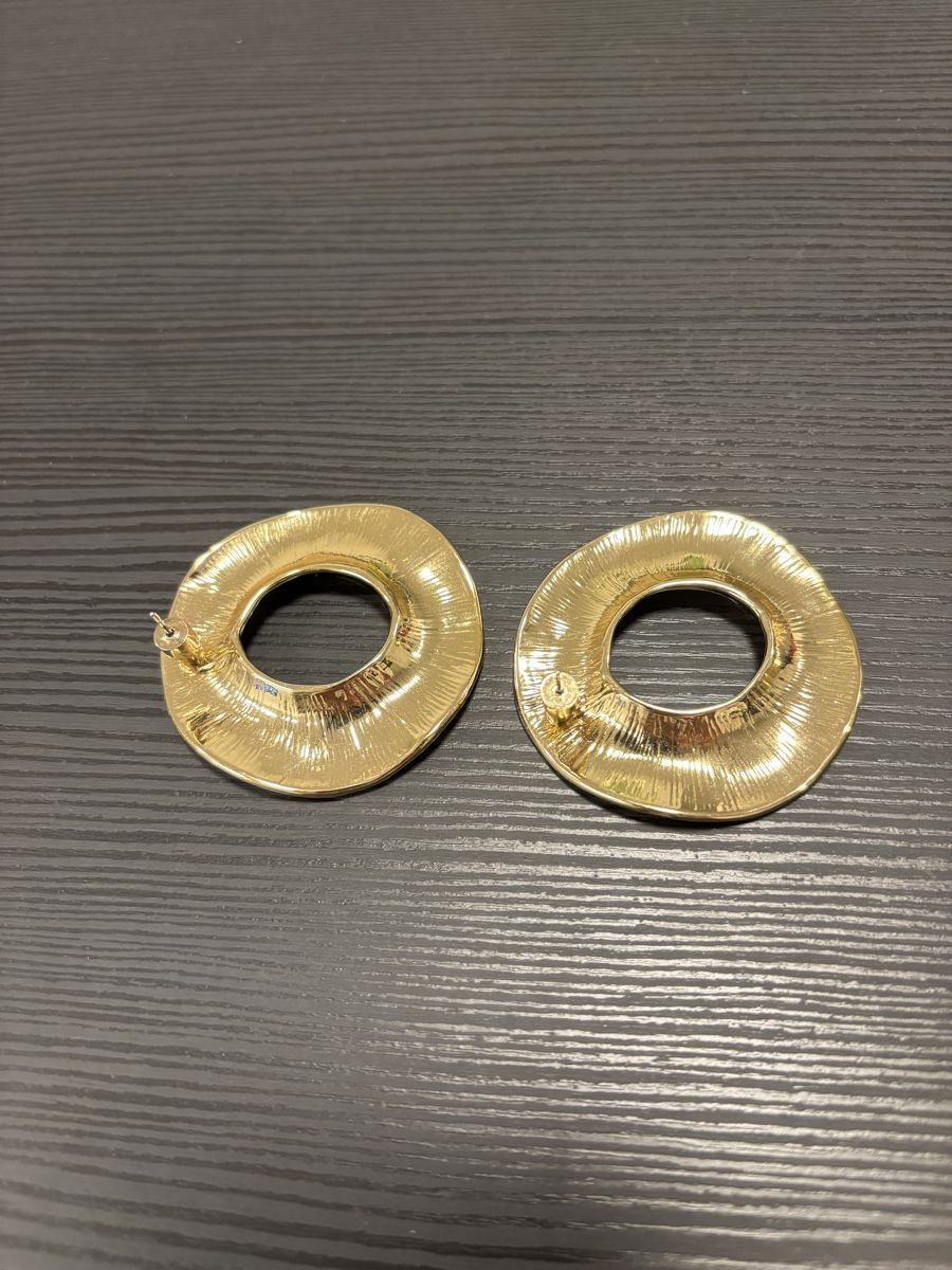 Mango Orecchini pendenti & Orecchini a lobo: Gold-Colored Hoop Earrings Circular Design 5 cm Diameter – Nuovo (secondo la descrizione) da Neuchâtel venduto da dum_5xby 1