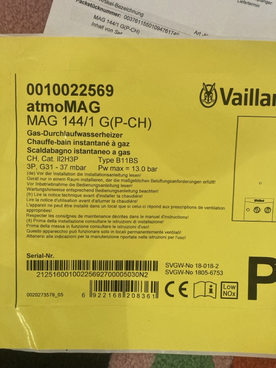 Sanitari: Vaillant Gas-Durchlaufwasserheizer – Nuovo e nell'imballaggio originale da Adliswil venduto da adliman 4
