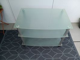 Glas-TV-Tisch, 3-stöckig, 80x60x50cm - Top Zustand!