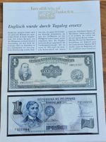 Kuriositäten auf Banknote English wurde durch Tagalog ersetz