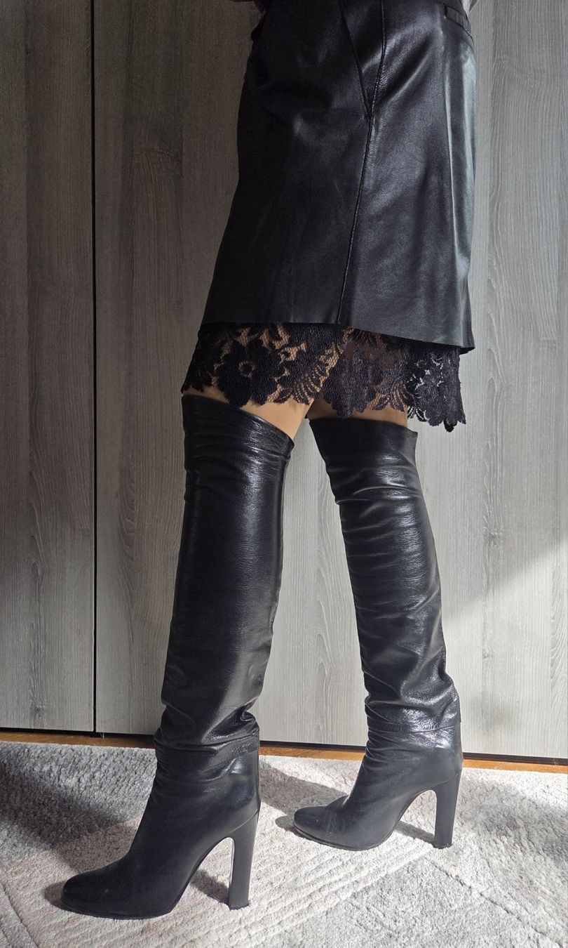 Scarpe da donna: Bottes hautes en cuir noir, taille 38. – Usato da Neuchâtel venduto da wikit