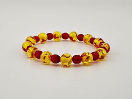 Damenarmband Glasperlen in Gelb und Glasschliffperlen in Rot