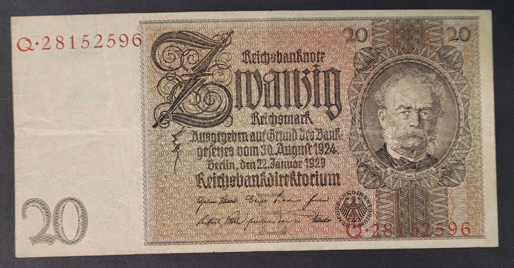 Banconote: 20 MARK / DEUTSCHES REICH 1929 – Usato da Mumpf venduto da antonio_schweiz_961