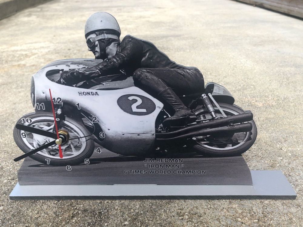 Moto Miniature Jim Redman Honda Moto GP En Horloge - 20x30 Cm - Neuve