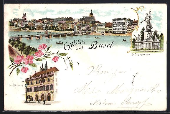 Ansichtskarten: Litho Basel, Panorama, Jacobsdenkmal und – Gebraucht aus Berlin von bartko-reher