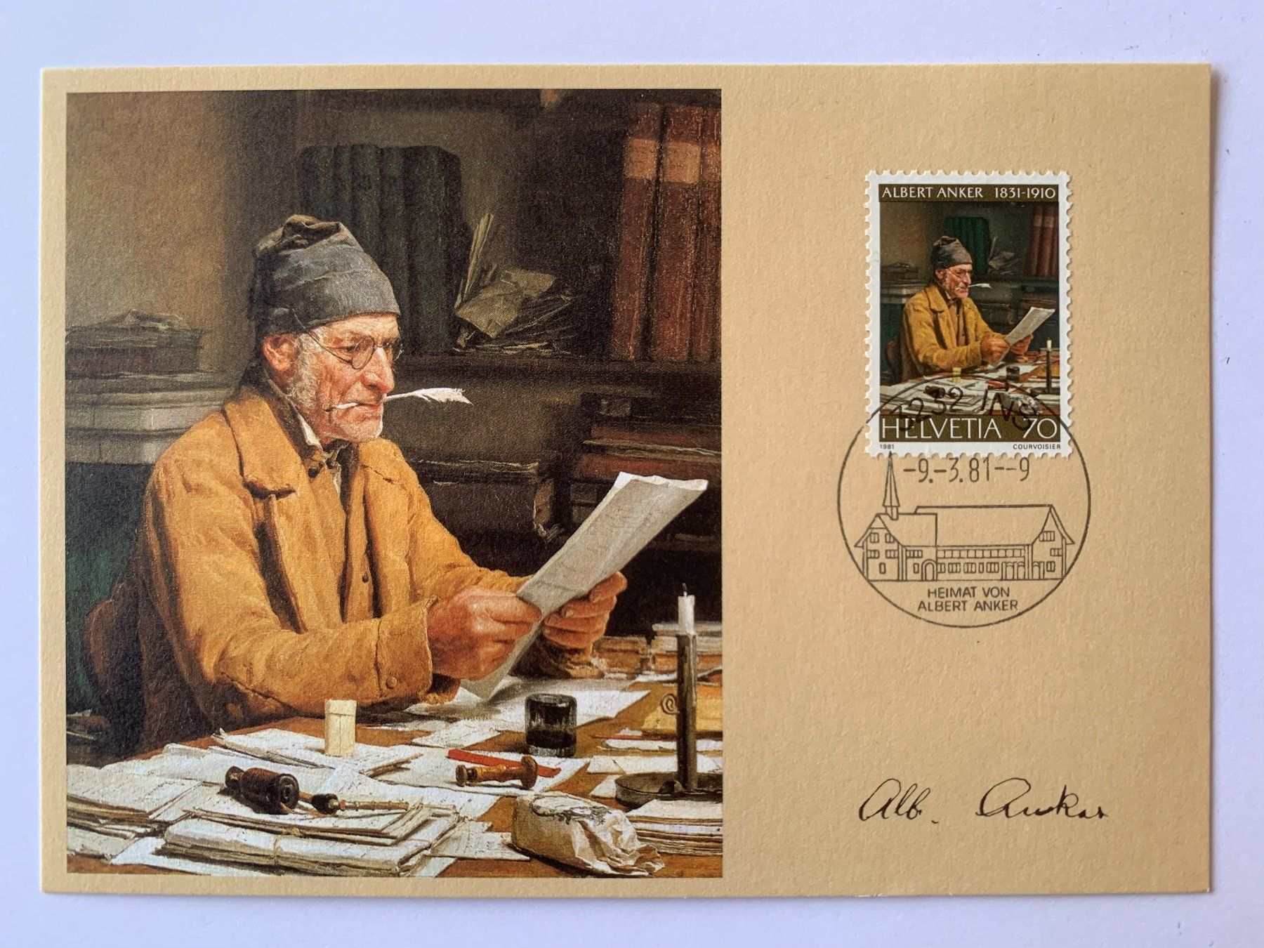 Tutti i francobolli: Albert Anker Ansichtskarte "Gemeindeschreiber" PTT 1981 – Nuovo (secondo la descrizione) da Zürich venduto da Eden016