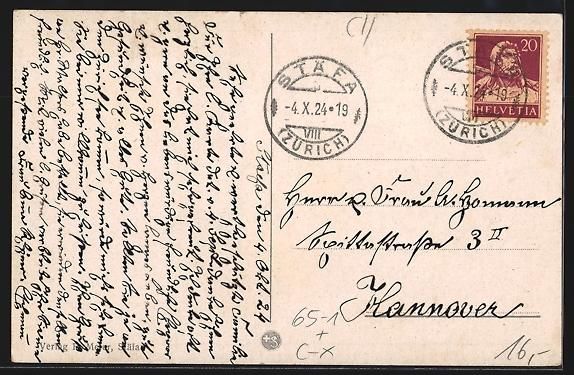 Cartoline postali: Stäfa, Eisenbahn im Bahnhof, Ortspanora – Usato da Berlin venduto da bartko-reher 1