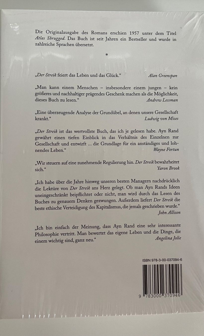 Libri: "Der Streik" von Ayn Rand – Nuovo e nell'imballaggio originale da Solothurn venduto da Konqui 1