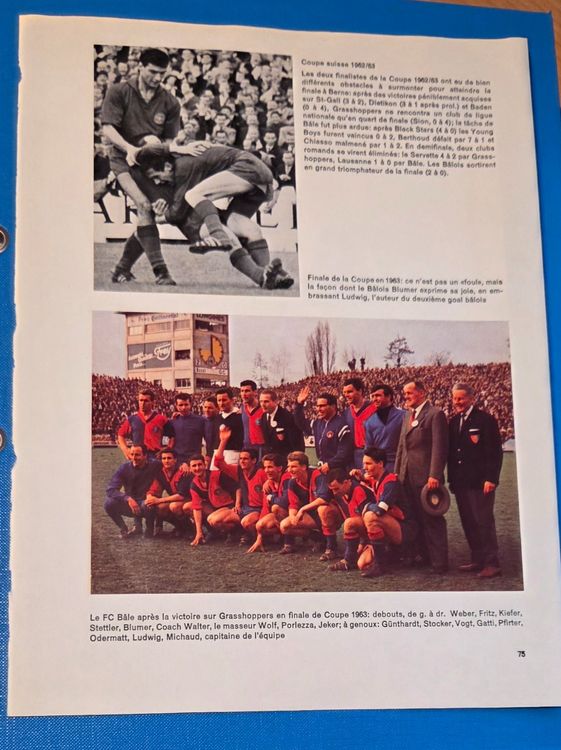 FCB, FC Basel Cupsieger 1962/63. 3 eingeklebte Bilder (Gebraucht) in ...