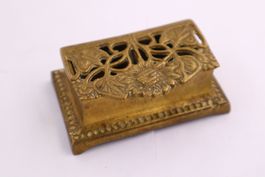 Messing Briefmarken / Tinte Truhe/Box Klein und Solide Antik