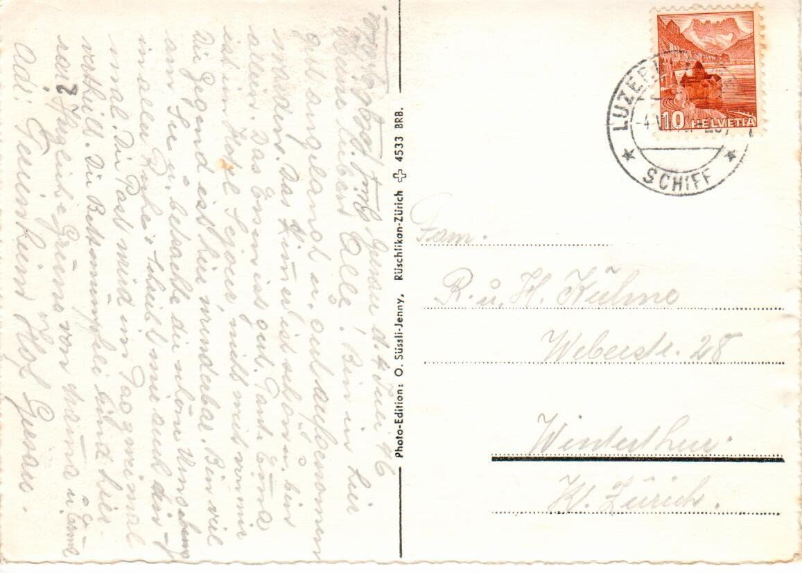 Cartoline postali: Gersau - Luzern Flüelen Schiff 1946 – Usato da Wolhusen venduto da Curver9 1