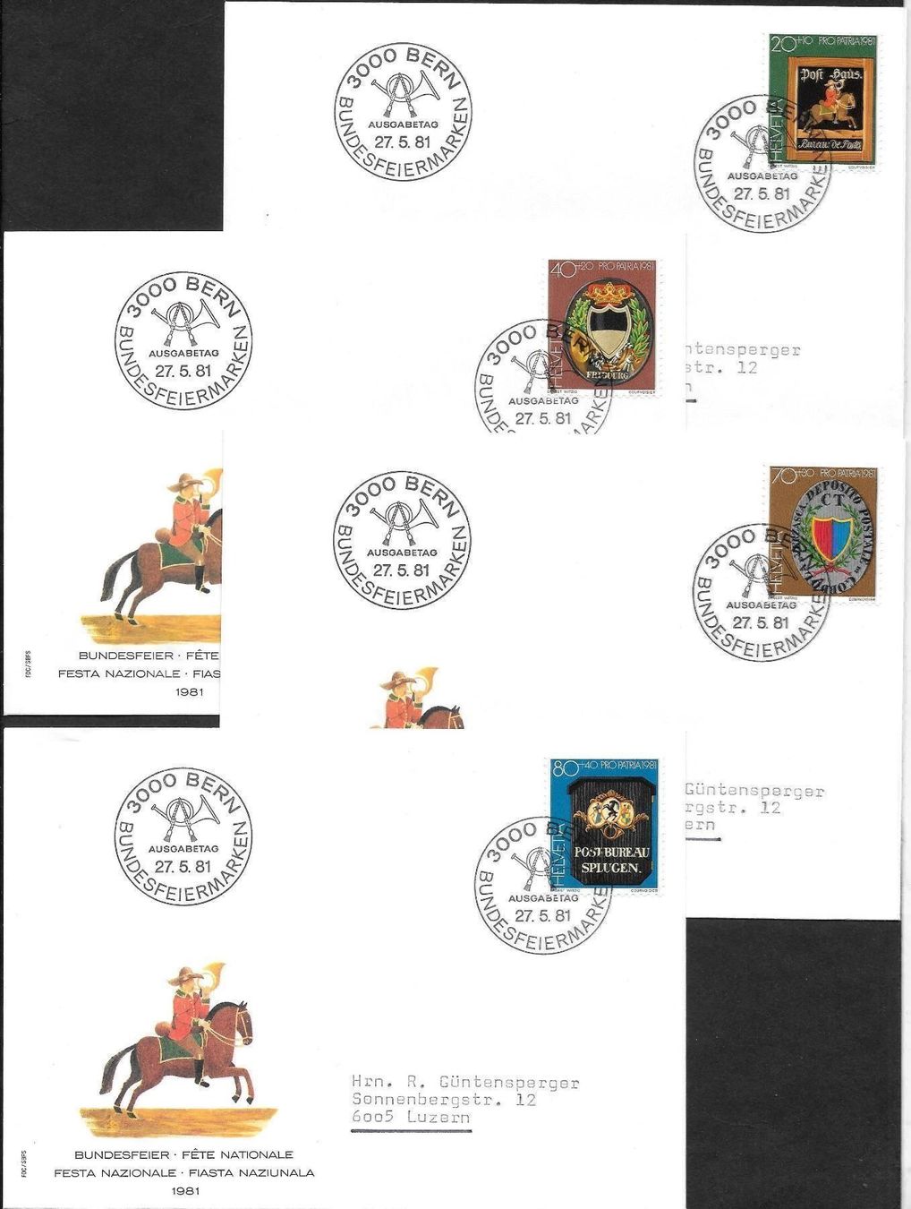 Alle Briefmarken: 4 FDC Pro Patria 1981 Serie Einzelmarken ET 27.5.1981 – Neu (gemäss Beschreibung) aus Olten von clotaldi