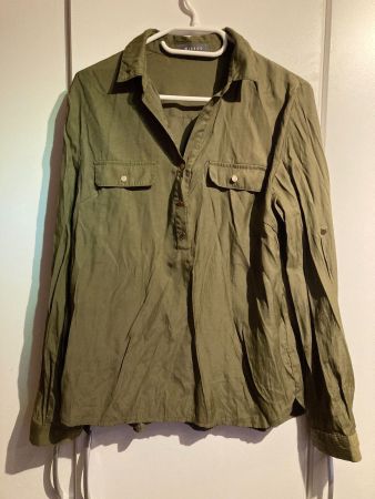 Langarm Bluse khaki grün Gr. 38