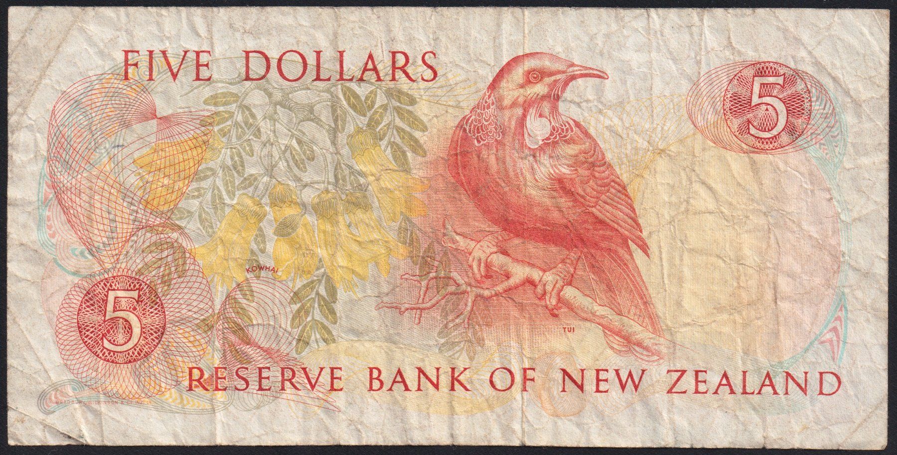Banconote: Neuseeland 5 Dollars 1981 – Usato da Brugg AG venduto da banknoten_muesli 1