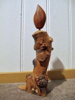 Massiv Holz Deko Kerzen Flamme Astholz Figur geschnitzt