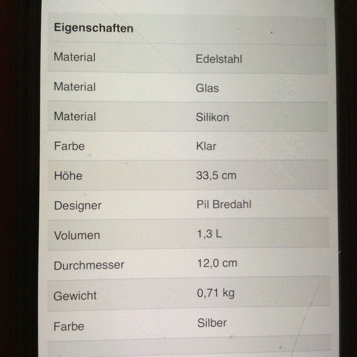 Karaffen: Glaskaraffe menu 1.3 Lt – Gebraucht aus Uerikon von Vonkamo 1