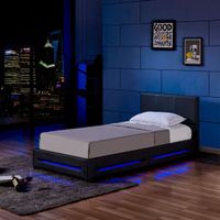 16094 - LED Bett 90x200 ASTEROID - Schwarz