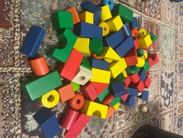 Holzbausteine bunte Mischung guter Zustand