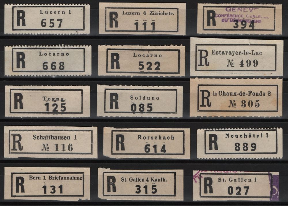 15 diverse R-Zettel aus der Schweiz (Gebraucht) in Eglisau für CHF 7.5 ...
