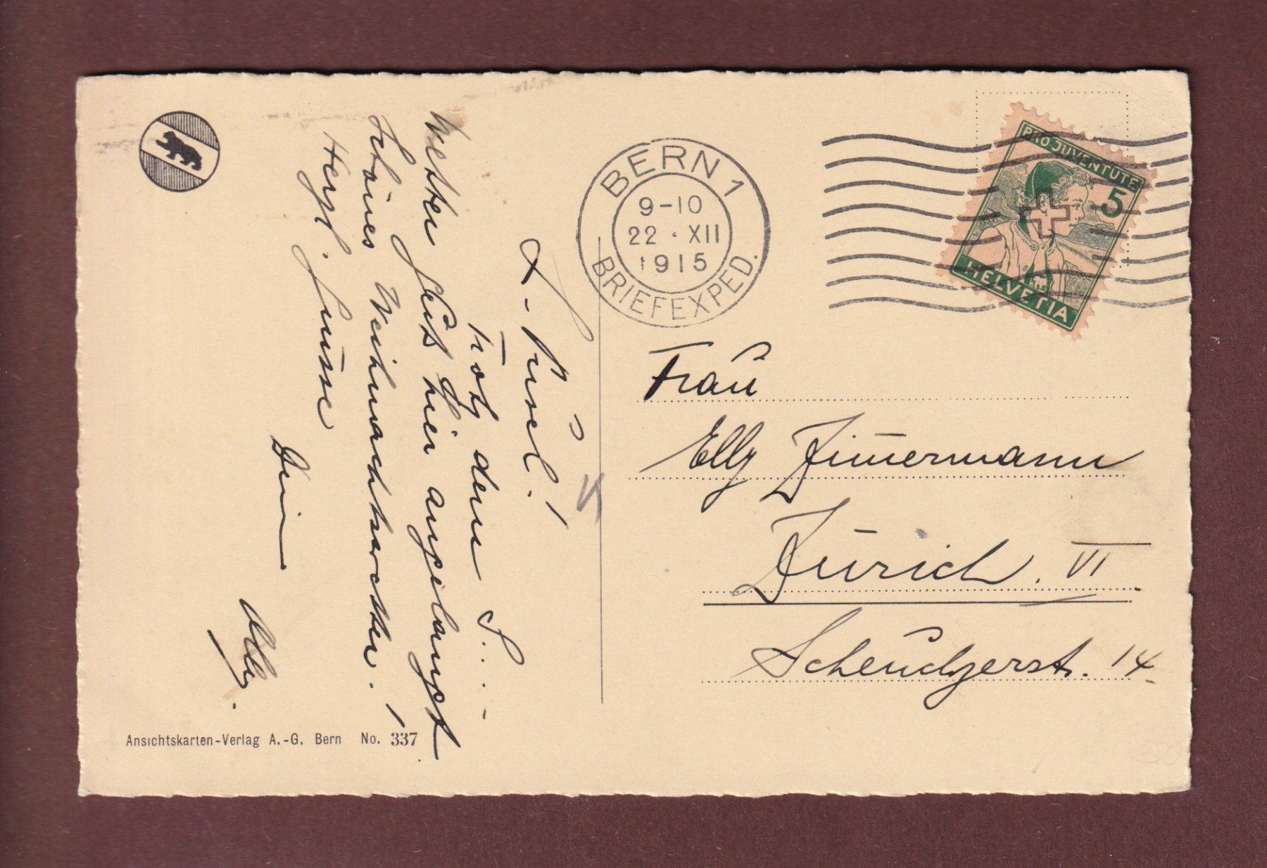 Cartes postales: BERN - Bubenbergplatz - Grand Hotel St. Gotthard - 1915 – D'occasion à Pully par nicecards-shop 1