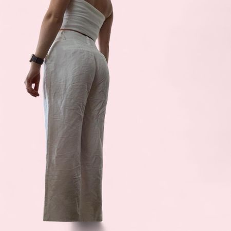 Hose H&M Linen Blend weiss Grösse 34