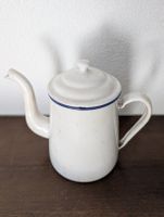Kaffeekanne Emaille weiss mit blauem Rand guter Zustand