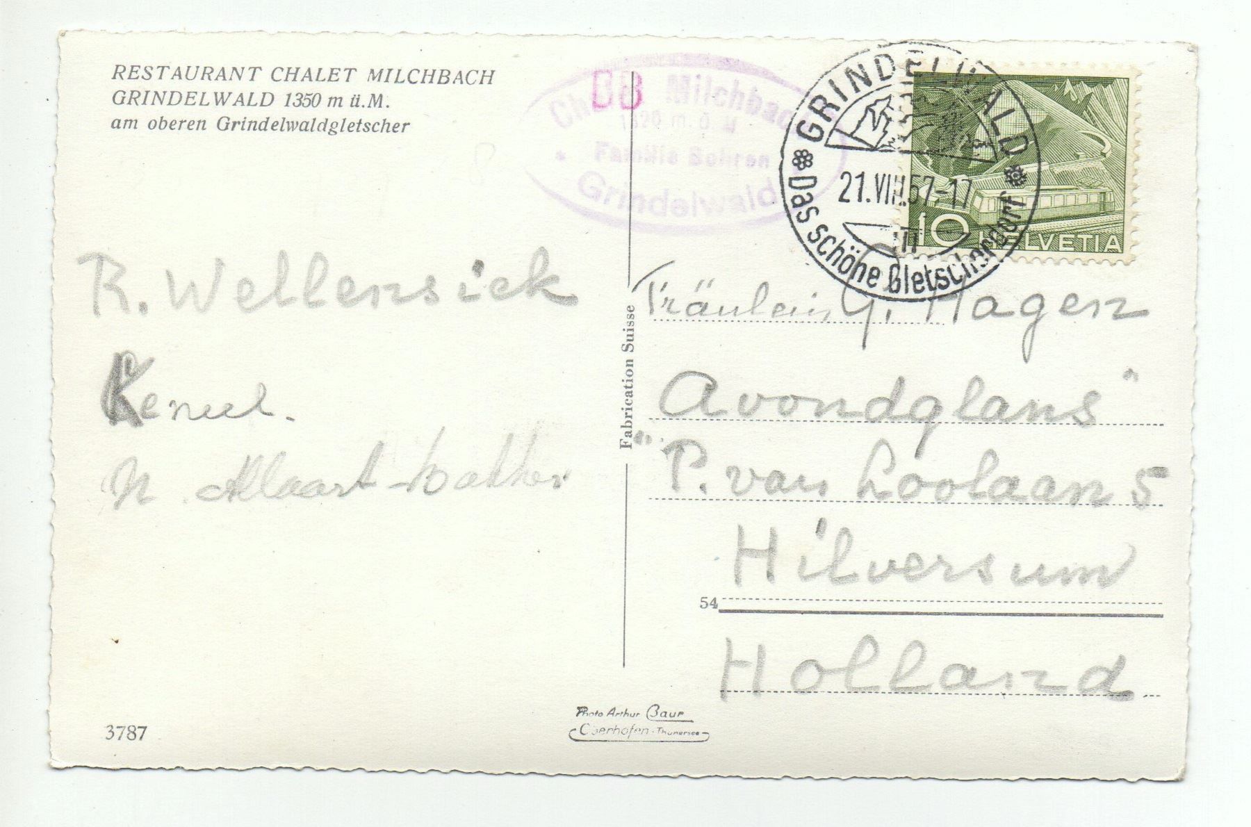 Ansichtskarten: GRINDELWALD Chalet Milchbach, Gletscher – Gebraucht aus Jona von philajona 1