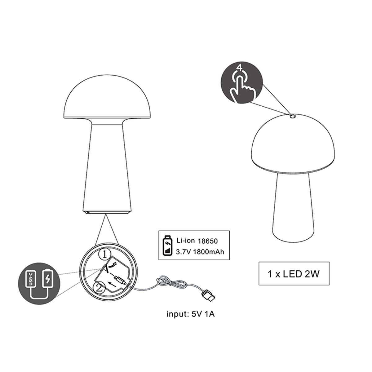 Lampade: LED Aussen Tischleuchte, IP44, Pilzform – Nuovo (secondo la descrizione) da Kreuzlingen venduto da Smart-Light 7