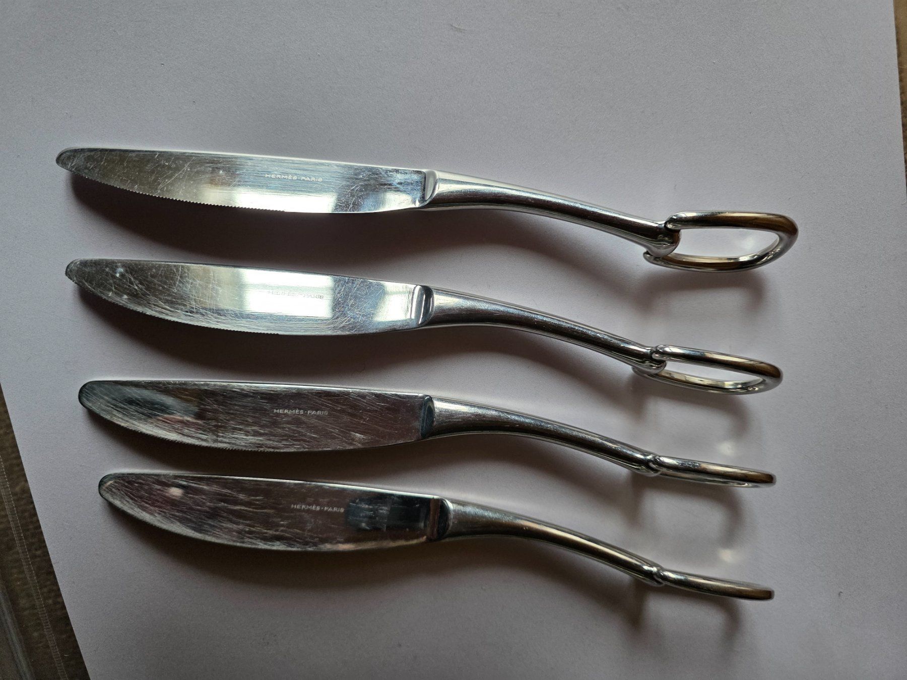 Posate: 4 Hermès Paris Tafel Messer Dinner Knife Attelage – Usato da Walterswil BE venduto da Lonitti 1