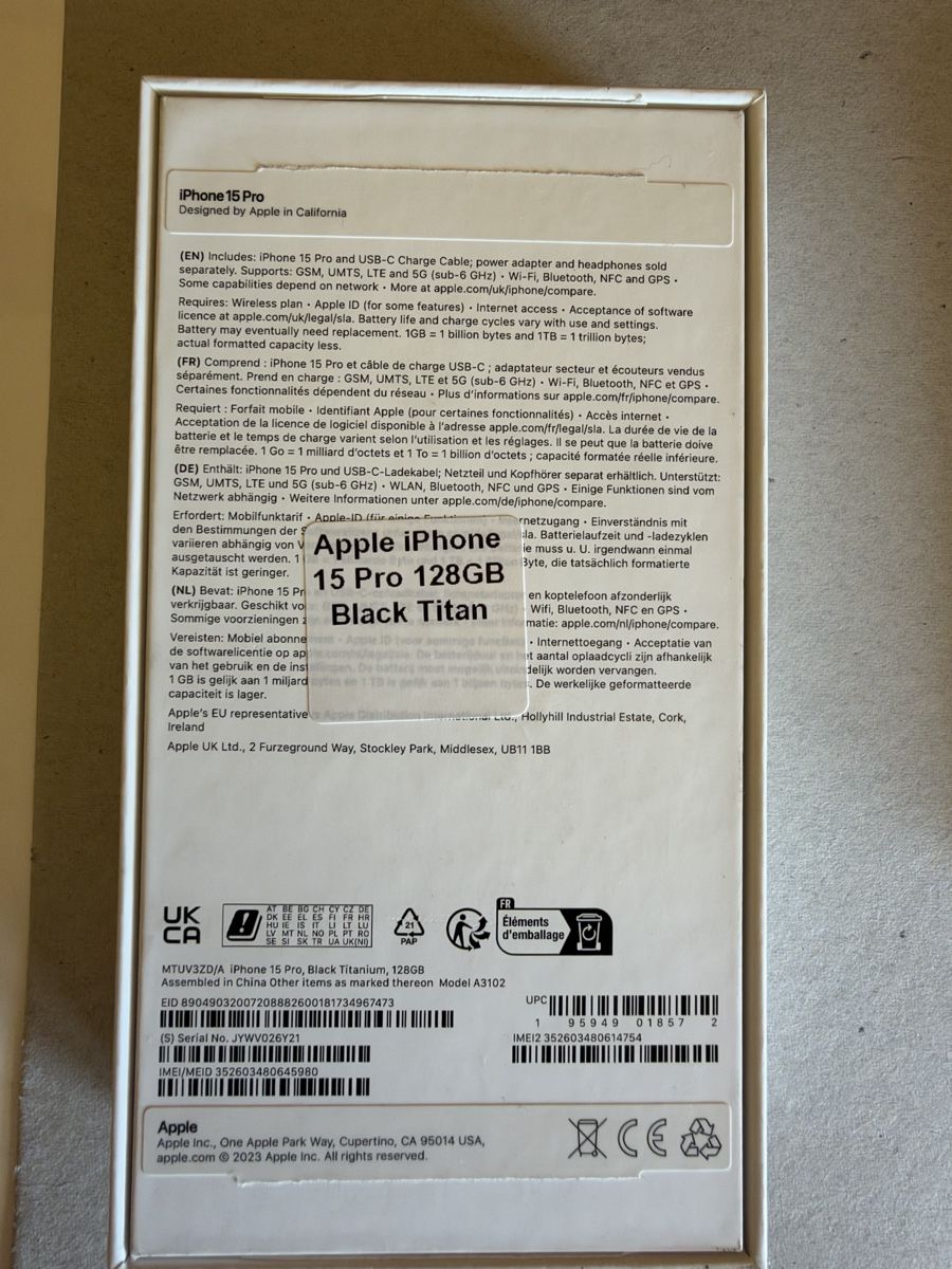Apple Telefoni cellulari / Smartphones: Apple iPhone 15 Pro 128 Go Titane Noir – Nuovo (secondo la descrizione) da Cressier FR venduto da Swissesape 1